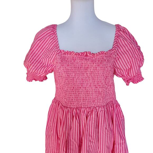 Draper James Pink Stripe Cam Smocked Dress Cotton Women’s Plus Size 1X - Picture 2 of 14
